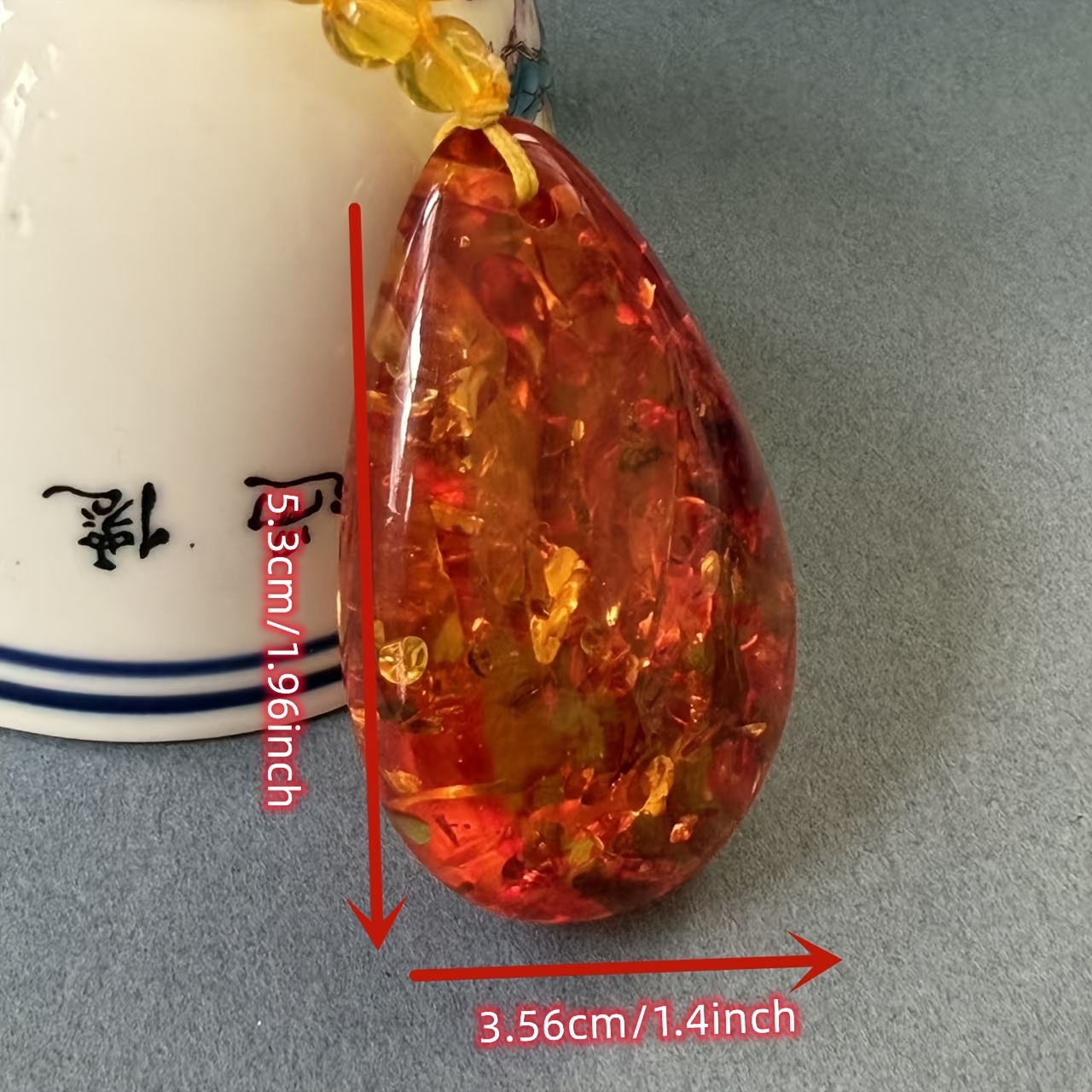 Women's Natural Amber Water Drop Pendant Necklace, Casual Wear